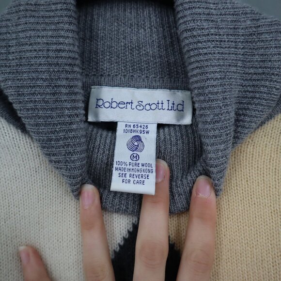 Robert Scott Ltd Pure Wool Sweater Womens M Gray Rich Auntie Core Preppy Vintage - Picture 2 of 8
